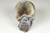 Polished Banded Agate Skull with Quartz Crystal Pocket #190520-1